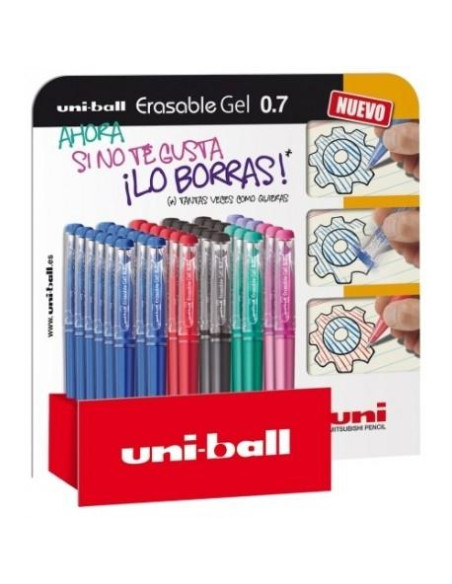 UNIBALL ROLLERBALL TINTA GEL BORRABLE UF-2223D 07MM CSURTIDOS EXPOSITOR 36 UD