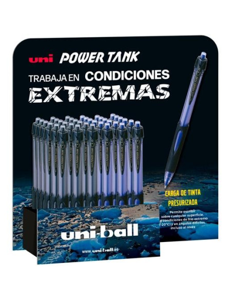 ROLLER GEL RT UNI-BALL POWER TANK 10 SN-220  EXPOSITOR de 36 18x SN-220 NEGRO 18x SN-220 AZUL