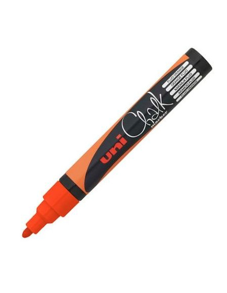UNIBALL MARCADOR DE TIZA LÍQUIDA CHALK PWE-5M NARANJA FLÚOR CAJA 6 UD