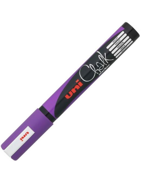 UNIBALL MARCADOR DE TIZA LÍQUIDA CHALK PWE-5M VIOLETA CAJA 6 UD