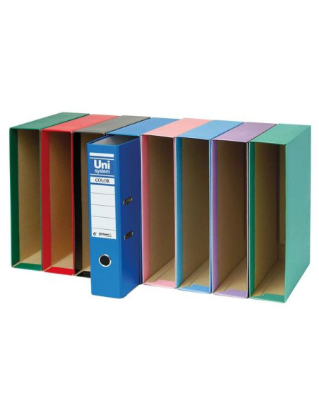 UNISYSTEM CAJETÍN PARA ARCHIVADOR PALANCA COLOR 65MM FOLIO ROJO