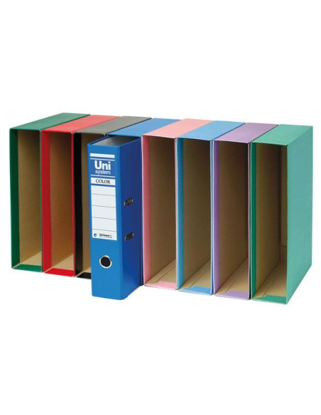 CAJA para ARCHIVADOR UNISYSTEM F 86mm VERDE VITAL