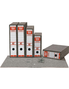 ARCHIVADOR palanca UNISYSTEM CLASICO CARTON sin RADO A4 65mm GRIS