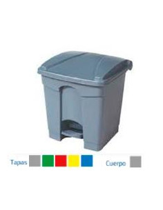 PAPELERA CON PEDAL 30 LITROS TAPA COLOR CUERPO GRIS