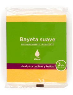 BAYETAS AMARILLA SUAVE 40X36 SUAVE AMARILLO -PACK 3U-