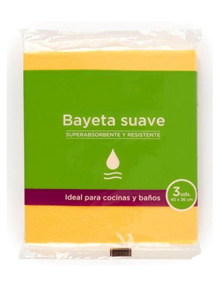 BAYETAS AMARILLA SUAVE 40X36 SUAVE AMARILLO -PACK 3U-