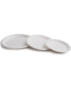 PLATO CAÑA DE AZÚCAR 225CM BIODEGRADABLE BLANCO PACK 50
