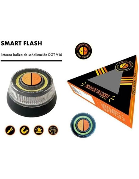 SMART FLASH DISPOSITIVO LUMINOSO V16 SEÑALIZACIÓN RECOMENDADO DGT PARA EMERGENCIAS