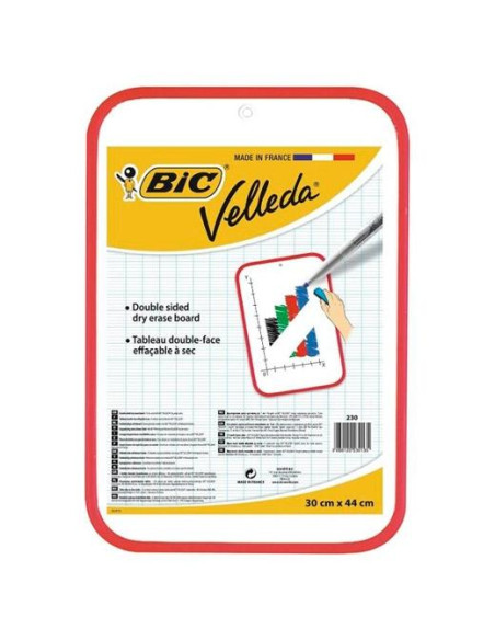 VELLEDA PIZARRA BLANCA PORTÁTIL DOBLE CARA 30X44 CM MARCO ROJO