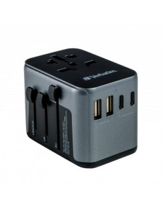 VERBATIM UTA-03 ADAPTADOR UNIVERSAL DE VIAJE CON 1 PUERTO USB-C - 2 PUERTO USB-A - 2 PUERTO USB-C