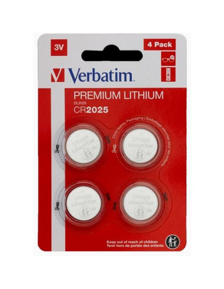 VERBATIM PILAS PLANAS DE LITIO 3V - CR2025 4 PACK