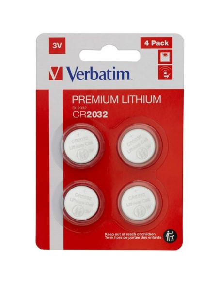 VERBATIM PILAS PLANAS LITIO CR2032 PACK 4 UDS