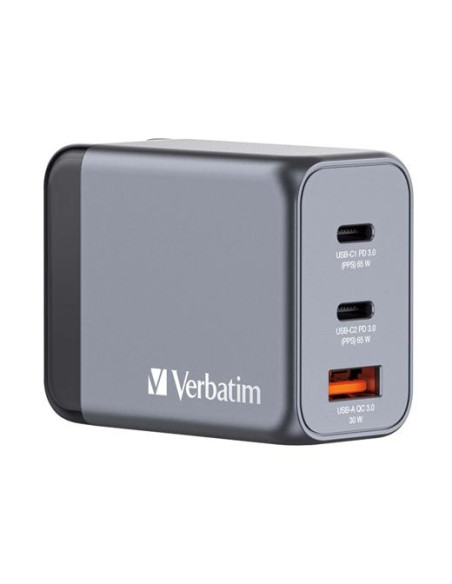 VERBATIM GNC-65 CARGADOR PARED GAN 65W USB-A 30 Y 2XUSB-C 30