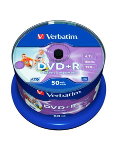 VERBATIM DVDR AZO 47GB 16X WIDE PRINTABLE SURFACE NO-ID PACK 50 UNITS