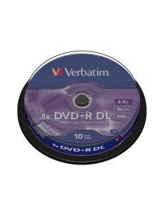 DVD R VERBATIM 85GB 8x SPINDLE 10 ADVANCED AZO Incluye Canon LPI de 210 
