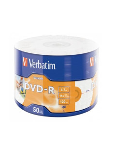 VERBATIM DVD-R 47GB 16X 50 PACK SPINDLE DATALIFE PLUS WIDE INKJET PRINTABLE PROFESSIONAL