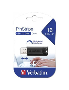 VERBATIM PENDRIVE PINSTRIPE 16GB HIGH SPEED RETRÁCTIL USB 32 NEGRO