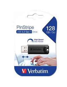 VERBATIM PENDRIVE PINSTRIPE 128GB HIGH SPEED RETRÁCTIL USB 32 NEGRO
