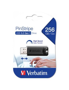 VERBATIM PENDRIVE PINSTRIPE 256GB HI-SPEED RETRÁCTIL USB 32 NEGRO