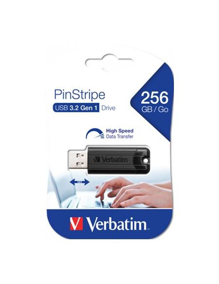 VERBATIM PENDRIVE PINSTRIPE 256GB HI-SPEED RETRÁCTIL USB 32 NEGRO