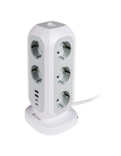 VERBATIM REGLETA DE ENCHUFES CON 11 TOMAS CON INTERRUPTOR CABLE 2 M  2 UBS-C Y 2 USB-A BLANCO