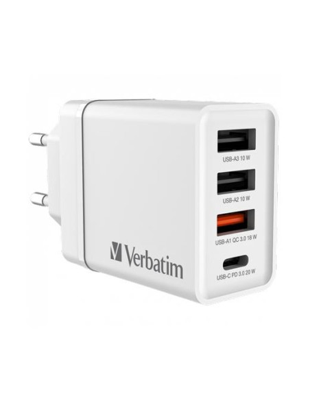 VERBATIM CARGADOR PARED GAN 30W 1XUSB-C PD1XUSB-A 302XUSB-A