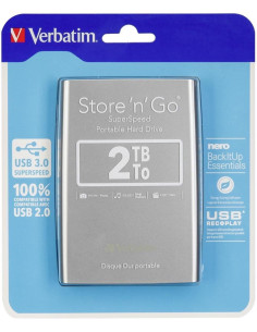 VERBATIM DISCO DURO PORTÁTIL STORE `N` GO 2TB HDD 25 USB 30 PLATA