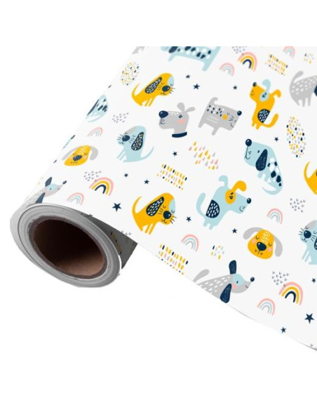 WONDER WRAPPER PAPEL DE REGALO BOBINA 62CM X 80M 4KG INFANTIL PUPPIES