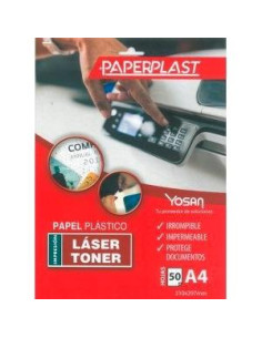 PAPEL YOSAN PAPERPLAST PLASTICO BLANCO BRILLO A4 DE 150 MICRAS