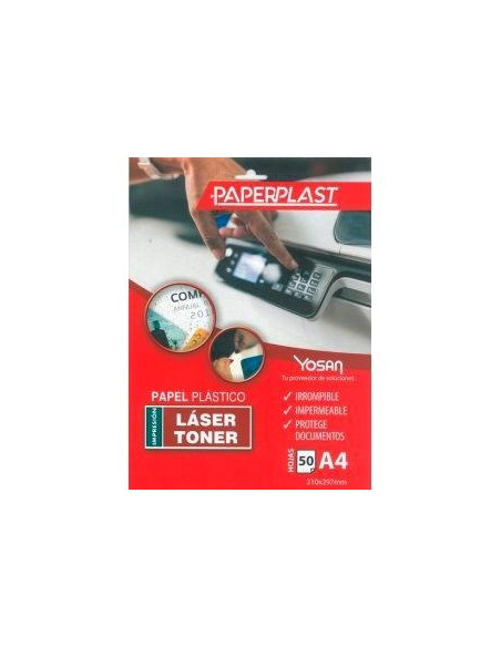 PAPEL YOSAN PAPERPLAST PLASTICO BLANCO BRILLO A4 DE 150 MICRAS
