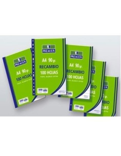 ZORRILLA RECAMBIO PREMIER 100H A4 90GR PAUTA 35MM 4 TALADROS PAPEL BLANCO EXTRA