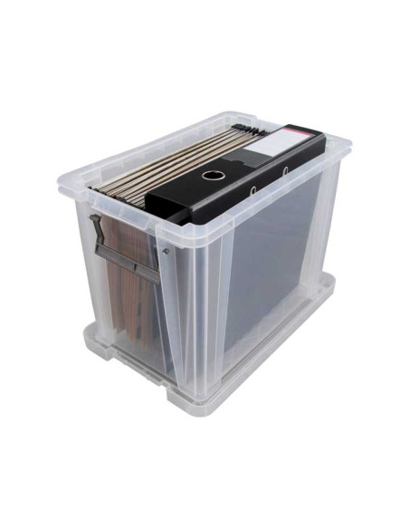 CAJA ALMACENAMIENTO A2000 188 LITROS APILABLE con TAPA A4 medidas interiores 315 x 195 x 275 mm CRISTAL TRANSPARENTE