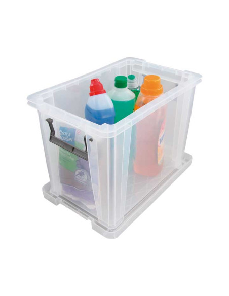 CAJA ALMACENAMIENTO A2000 188 LITROS APILABLE con TAPA A4 medidas interiores 315 x 195 x 275 mm CRISTAL TRANSPARENTE