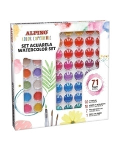 ACUARELAS COLOR EXPERIENCE SET de 71  50 acuarelas 18 acuarelas metalizadas  2 pinceles   1 pincel con deposito