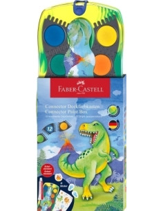 ACUARELAS FABER-CASTELL CONNECTOR DINOSAURIO ESTUCHE de 12