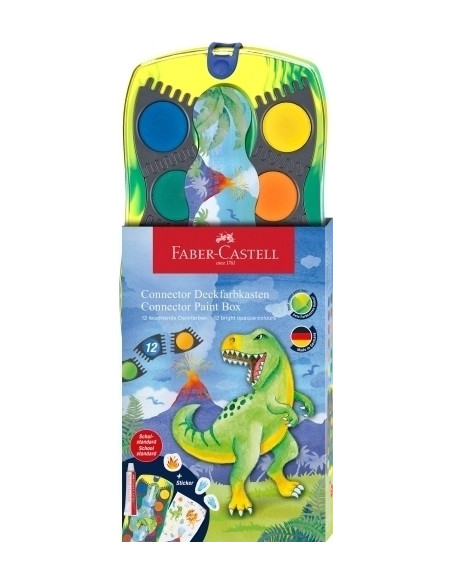 ACUARELAS FABER-CASTELL CONNECTOR DINOSAURIO ESTUCHE de 12