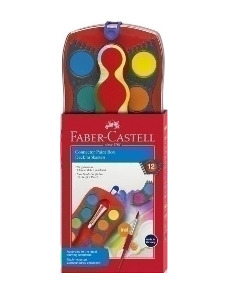 ACUARELAS FABER-CASTELL CONNECTOR ESTUCHE de 12 COLORES  BLANCO