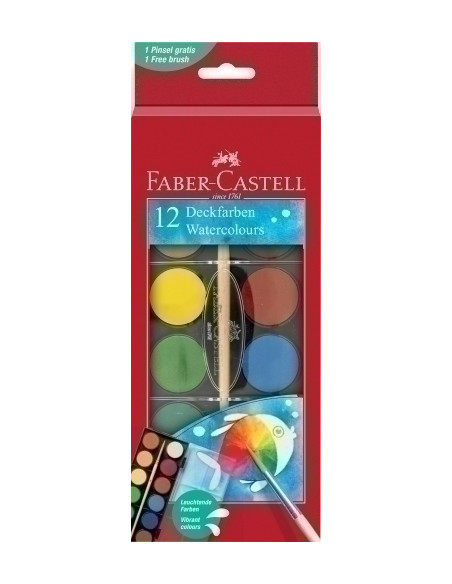 ACUARELAS FABER-CASTELL ESTUCHE de 12 COLORES