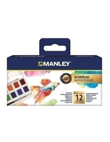 ACUARELAS MANLEY CON PINCEL SET de 12