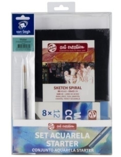 ACUARELAS TALENS ART CREATION SET DE INICIACION 8 tubos de pinturas 1 bloc pincel y libro de acuarela