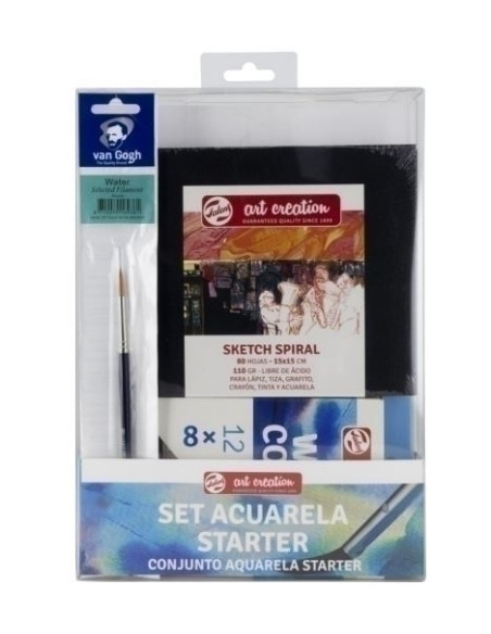 ACUARELAS TALENS ART CREATION SET DE INICIACION 8 tubos de pinturas 1 bloc pincel y libro de acuarela