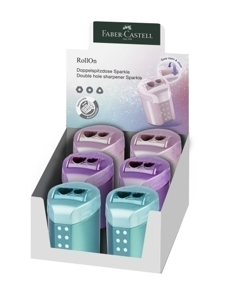 AFILALAPIZ FABER-CASTELL RollOn SPARKLE 2 USOS CON DEPOSITO CAJA DE 6 3 COLORES