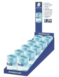 AFILALAPIZ STAEDTLER DOBLE CDEPOSITO CIAN TRANSPARENTE  EXPOSITOR 10