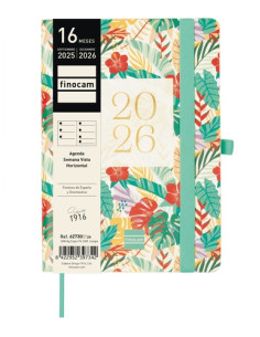 AGENDA ANUAL 2025-26 FINOCAM 16 MESES CAPRI COSIDA tapa EXTRADURA SV APAIS F4 118x168 con GOMA JUNGLA