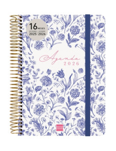 AGENDA ANUAL 2025-26 FINOCAM 16 MESES CLOE ESPIRAL tapa EXTRADURA SV APAIS E10 155x212 con GOMA AZUL