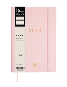 AGENDA ANUAL 2025-26 FINOCAM 16 MESES INTERNACIONAL DOTTED COSIDA SV APAIS Y10 140x204 con GOMA ROSA