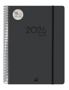 AGENDA ANUAL 2025-26 FINOCAM 16 MESES INTERNACIONAL IKON ESPIRAL tapa PP DP E40 210x297 con GOMA NEGRO