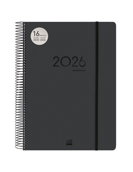 AGENDA ANUAL 2025-26 FINOCAM 16 MESES INTERNACIONAL IKON ESPIRAL tapa PP DP E40 210x297 con GOMA NEGRO
