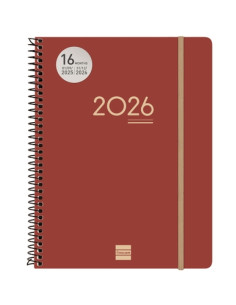 AGENDA ANUAL 2025-26 FINOCAM 16 MESES INTERNACIONAL IKON ESPIRAL tapa PP SV E10 155x212 con GOMA BURDEOS