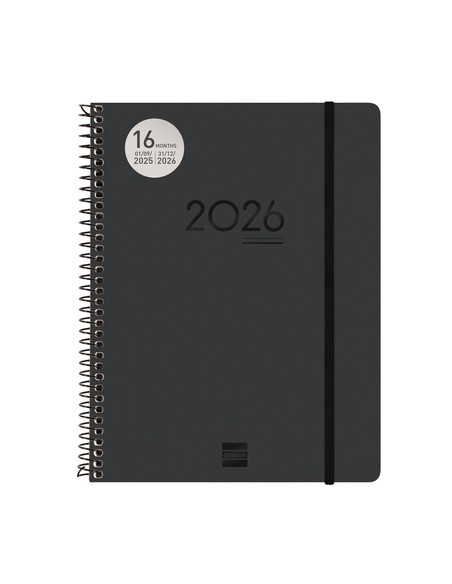 FINOCAM AGENDA IKON ESPIRAL 16 MESES E10 SVV CIERRE CGOMA TAPA PP NEGRO 2025-2026